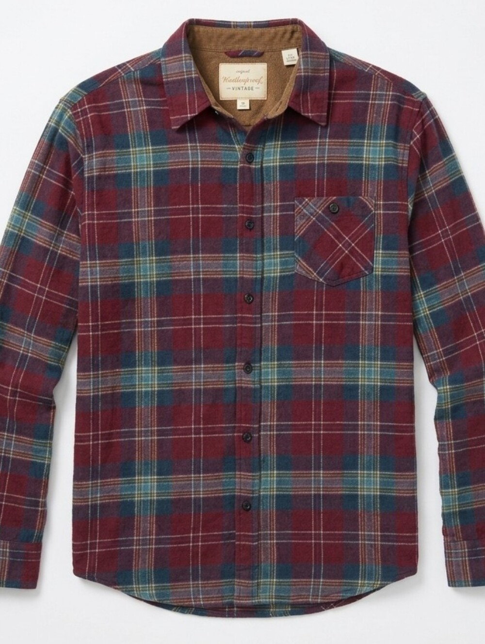WEATHERPROOF VINTAGE Men L 100% Cotton Plaid Heavy Flannel Button Down Shirt